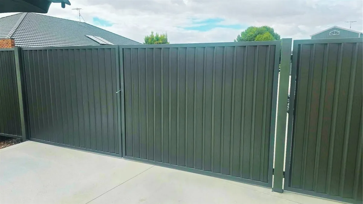 Colorbond Fence and Double Gates — Colorbond Fencing by Upright Fencing, Gates & Maintenance