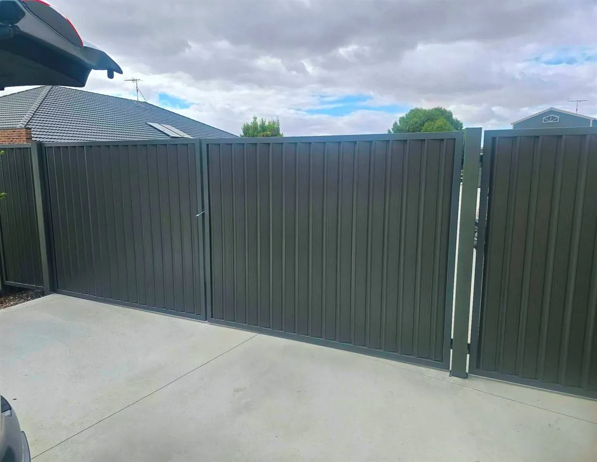 Colorbond Fence and Double Gates — Colorbond Fencing by Upright Fencing, Gates & Maintenance
